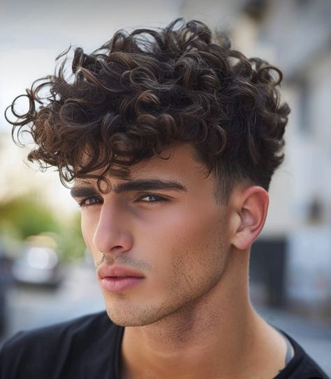 Curly Hair Cuts Men Medium Short, Mens Curly Hair Fade, Hair Styles For Men Curly Hair, Tight Perm Men, Curly Hair Undercut Men, Boys Curly Haircuts Long, Curly Boy Hair Styles, Wavy Haircut Men, Teen Boy Curly Haircut