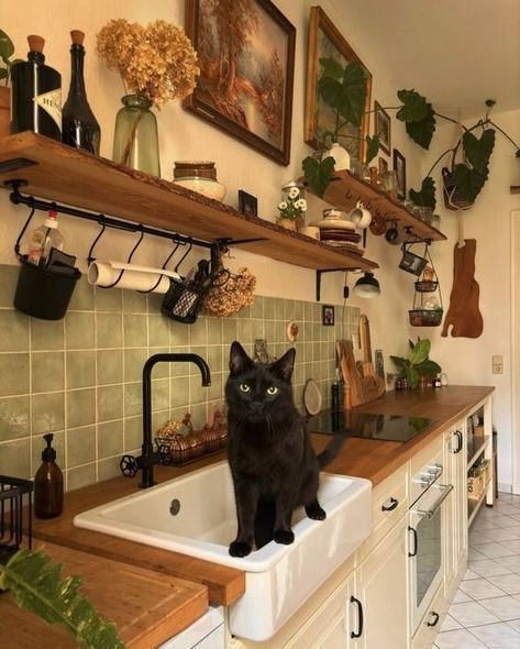 Dark Green Cabinets, Greenhouse Windows, Boho Kitchen Ideas, Witchy Kitchen, Lounge Interiors, Best Bathtubs, Earthy Bedroom, Small Couch, Boho Chic Bedroom