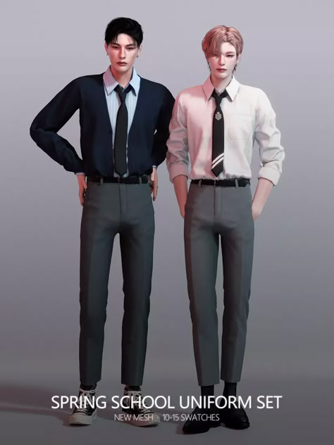 Sims 4 Men Clothing, Sims 4 Male Clothes, Ts4 Clothes, Sims 4 Traits, Male Sims, Sims 4 Anime, Spring School, Pelo Sims, Sims 4 Male