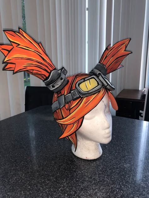 Borderlands wig made out of foam by Goldvester Cosplay - 9GAG Foam Wig, Borderlands Cosplay, Cel Shading, Cell Shading, Armadura Cosplay, Foam Wigs, Cosplay Armor, Cosplay Inspo, Cosplay Tutorial