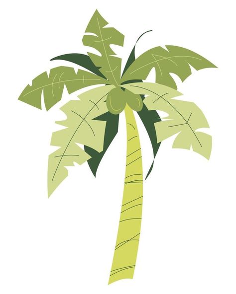 coconut tree icon. concept of plant, tree, green, fruit, nature, etc. flat vector illustration Coconut Tree Illustration, Heritage Illustration, Coconut Tree Drawing, Vector Cityscape, Wedding Illustration Card, Hug Illustration, Mini Studio, Tree Doodle, Coconut Leaves