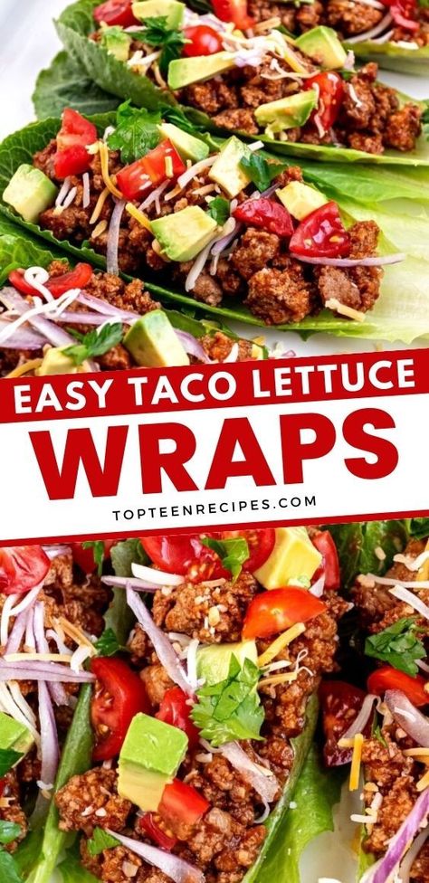 For all of us that want to eat healthy and clean food, taco lettuce wrap is a must-save recipe. Low in fat but full of flavor, tortilla-free ground turkey lettuce wraps will satisfy your appetite as well as your tastebuds. Turkey tacos lettuce wraps are a crunchy and fresh way to eat your lean protein! Ground Turkey Lettuce Wraps, Turkey Taco Lettuce Wraps, Hard Shell Tacos, Lettuce Tacos, Taco Lettuce Wraps, Turkey Lettuce Wraps, Ground Turkey Tacos, Turkey Taco, Lettuce Wrap Recipes