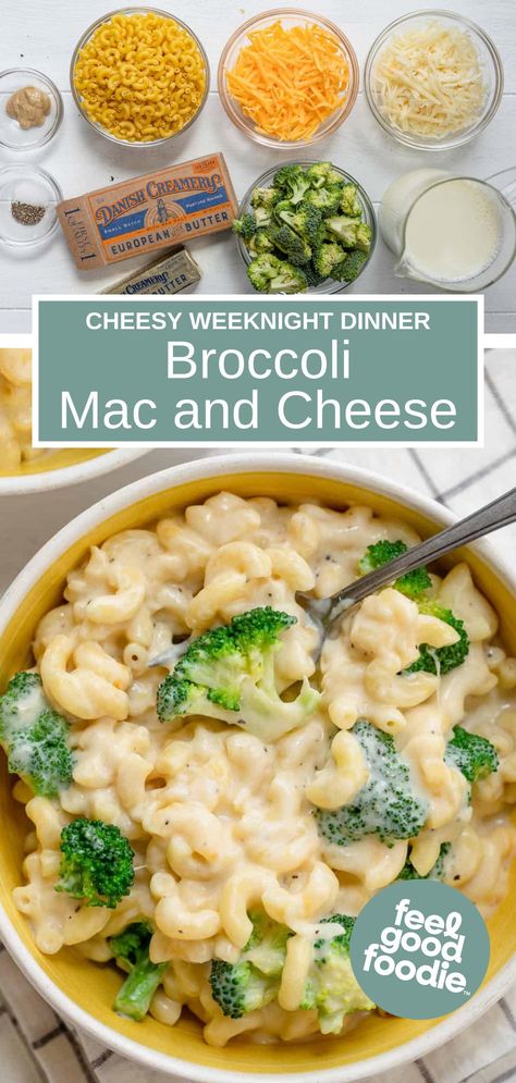 Brocolli Mac And Cheese, Cheese And Broccoli Pasta, Broccoli Mac And Cheese Recipe, Broccoli Mac And Cheese, Mac And Cheese Healthy, Healthy Mac N Cheese, Easy Mac N Cheese, Cheesy Broccoli Casserole, Easy Broccoli