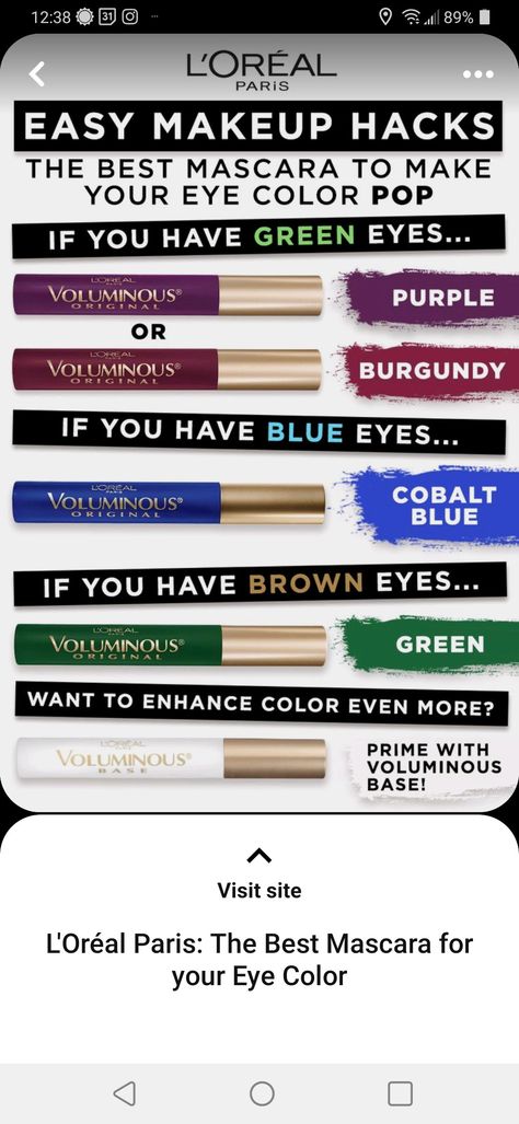 Burgundy Mascara Brown Eyes, Green Mascara, Colored Mascara, Brown Mascara, Best Mascara, Eye Mascara, Loreal Paris, Brown Eyes, Beauty Inspiration