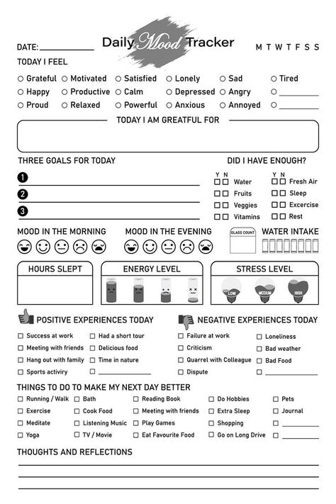 Understand your mental health situation and relax your mind to trigger positive impacts 😇 When we wake up in the morning isn't always remain same mood what we end up at the end of the previous day. And that's ok! This journal will help you to keep track your daily mood twice, necessary nutrition's you take, total time of you sleep, what exercise you perform, what goals you set for present day and so on. 😊 Mood Tracker Journal, Bullet Journal Mental Health, Mood Diary, Wellness Tracker, Ab Challenge, Wake Up In The Morning, Relax Your Mind, Daily Mood, Mental Health Counseling