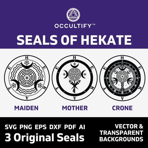 Hekate Tattoo Triple Goddess, Hekate Sigil, Hecate Sigil, Hecate Offering, Goddess Retreat, Deity Work, Greek Goddess Of Magic, Goddess Hecate, Maiden Mother Crone