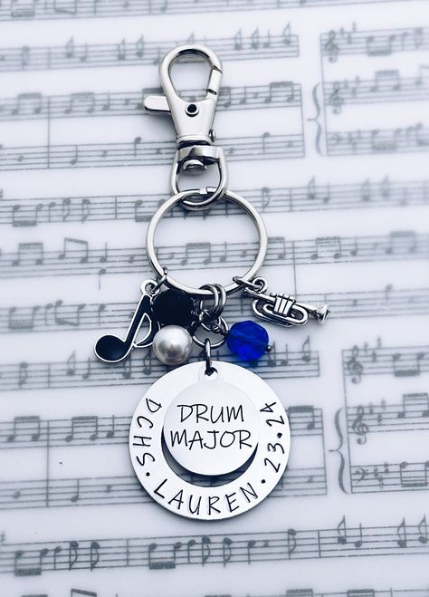 Drum Major Charm Personalized Keychain Gift, Marching Band Drum Major, Senior Night, Banquet, Grad, Graduation, Custom Gift by Susoodles on Etsy Senior Night Gifts, Drum Major, Senior Gifts, Senior Night, Personalized Keychain, Marching Band, Keychain Gift, Customized Gifts, Keychains