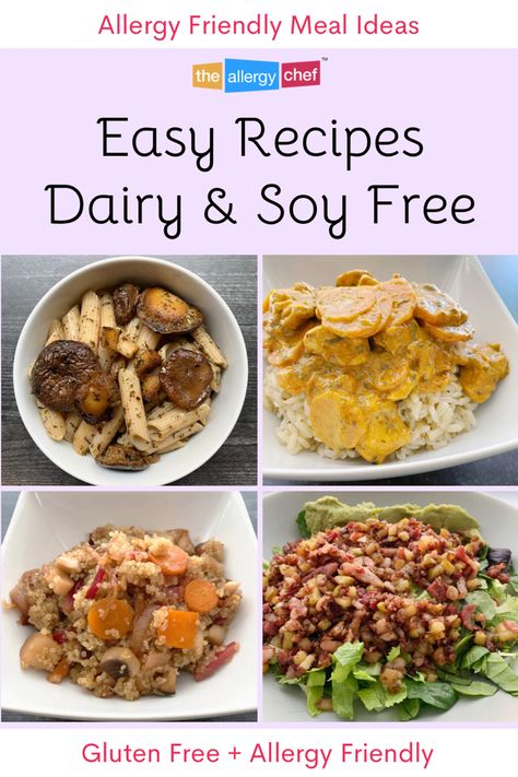 Easy dairy and soy free dinners. All gluten free and allergy friendly. Dairy And Soy Free Foods List, Dairy And Soy Free Dinner, Dairy And Soy Free Chicken Recipes, Dairy And Soy Free Recipes Dinners, Easy Gluten And Dairy Free Recipes, Dairy Free Soy Free Recipes Dinner, Soy Free Dinner Recipes, Dairy Free Soy Free Recipes, Dairy And Soy Free Recipes