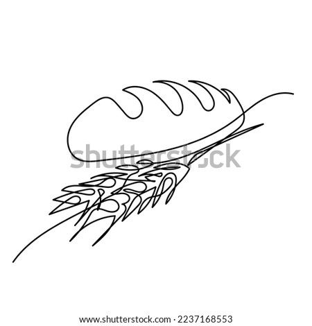 continuous line of bread and wheat. wheat and bread one line concept. single line drawing of wheat bread isolated on white background Drawing Of Wheat, Bread Sketch, Bread Tattoo, Bread Drawing, Bread Line, Line Concept, Custom Portrait Illustration, Single Line Drawing, Continuous Line Drawing