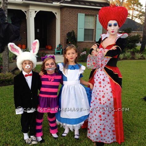 Awesome Family of Six Alice in Wonderland Group Costume Disney Family Costumes, Family Themed Halloween Costumes, Characters Costumes, Wonderland Characters, The Hatter, Halloween Infantil, Themed Halloween Costumes, Alice In Wonderland Dress, Alice In Wonderland Characters