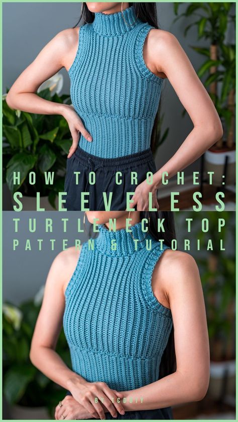 A Step-by-Step PDF Pattern for this lovely! Available now! 💖 Be sure to join us on YouTube, Instagram and check out my Etsy @TCDDIY Crochet Turtleneck Vest, Tcddiy Crochet, Crochet Turtleneck, Sweater Tutorial, Crop Top Pattern, Turtle Neck Crop Top, Crochet Vest Pattern, Sweater Season, Sleeveless Turtleneck