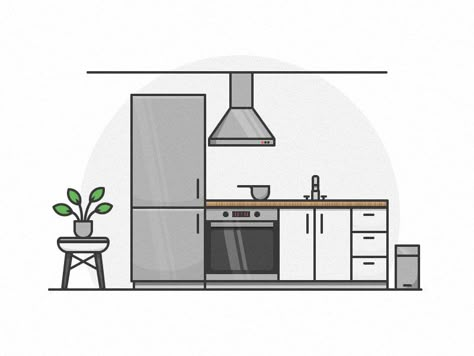 Kitchen Drawing Easy, Drawing Kitchen, Kitchen Interior Drawing, Modern Kitchen Drawing, How To Draw A Kitchen, Kitchen Design Drawing, Interior Design Kitchen Drawing, Cute Kitchen Drawing, Kitchen Sketch