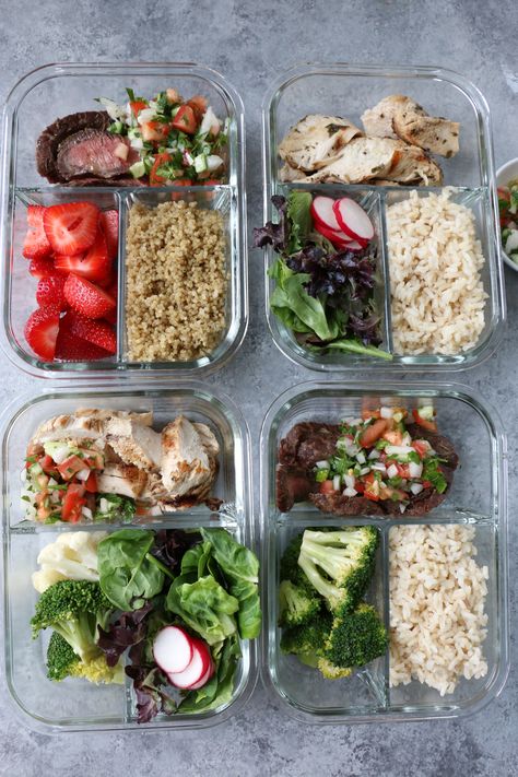 Make Ahead Meals with ALDI: Marinated Flat Iron Steak and chicken with brown rice, quinoa and steamed vegetables. Homemade Steak Marinade, Chicken With Brown Rice, Healthiest Recipes, Easy Chicken Marinade, Best Lunch Recipes, Spring Mix Salad, Mom Recipes, Best Meal Prep, Flat Iron Steak