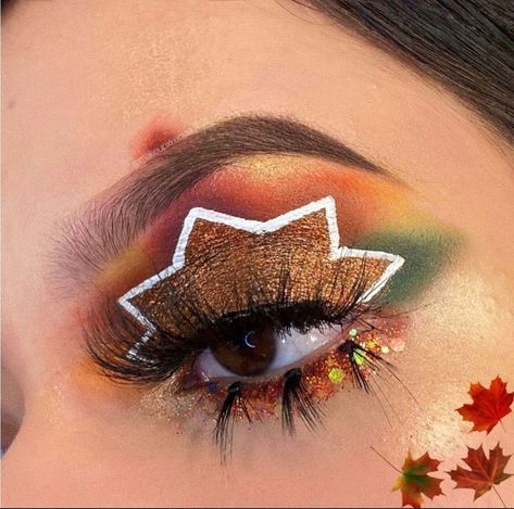 These Thanksgiving-Day Inspired Makeup Looks Will Have You Winning The Holiday 2 Reverse Cat Eye, Inspired Makeup Looks, Thanksgiving Makeup Looks, Holiday Eyeshadow, Thanksgiving Makeup, Lob Haircuts, Holiday Makeup Looks, Cute Eye Makeup, Pride Makeup