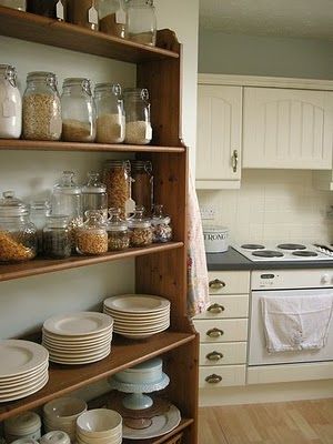 decorating our home: Ikea Leksvik Open Shelf Pantry, Ikea Leksvik, Uses For Mason Jars, Open Pantry, Pantry Shelf, Decorating Style, Baby Changing, Ikea Hacks, Kitchen Pantry