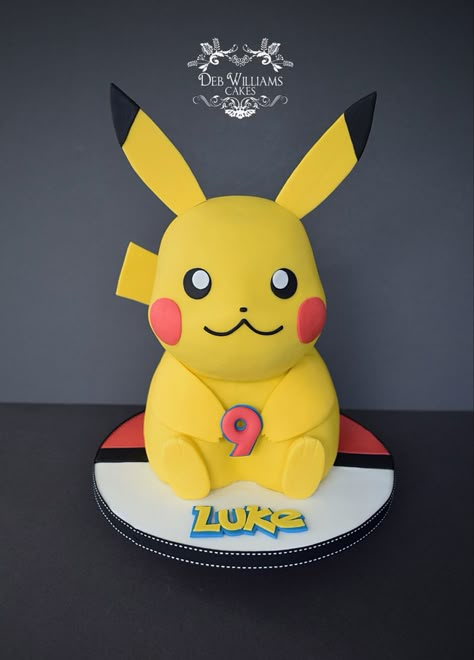 Birthday Cake shaped like Pikachu from Pokemon. Designed and made by Deb Williams Cakes 3d Pikachu Cake, Pikachu Cake Birthdays, Pikachu Birthday Cake, Cake Pikachu, Cake Pokemon, Birthday Pikachu, Birthday Pokemon, Pikachu Birthday, Pichu Pokemon