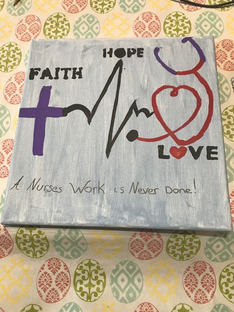 Dorm Paintings, Nurse Drawing, Gift Favors, Nurse Art, Faith Tattoo, Nurse Stickers, Dump Ideas, Art 2024, Easy Canvas