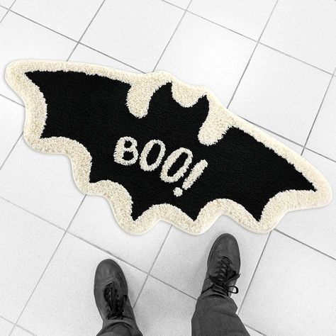 Bat Rug, Halloween Rug, Halloween Bath, Modern Industrial Decor, Skull Pumpkin, Gothic Gifts, Popular Decor, Eco Friendly Decor, Organic Decor