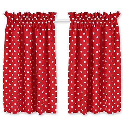 Vintage Kitchen Curtains, Polka Dot Curtains, Polka Dot Decor, Kitchen Textiles, Drape Panel, Dot Fabric, Lined Curtains, Cafe Curtains, Polka Dot Fabric