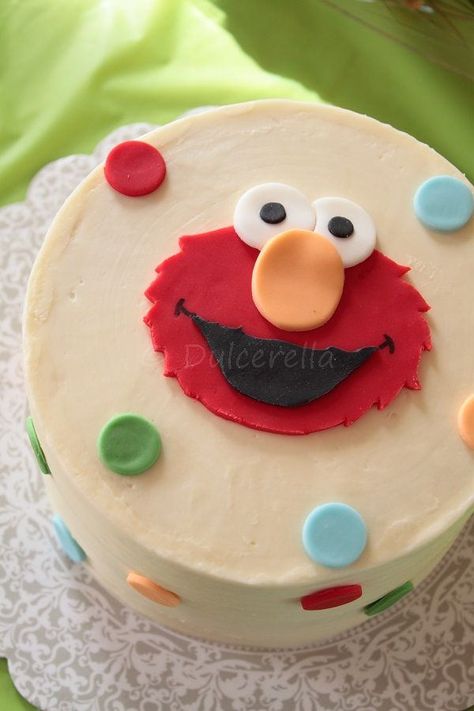 Easy Elmo Cake, Simple Elmo Cake, Simple Smash Cake, Elmo Cakes, Chocolate Cream Cheese Buttercream, Elmo Smash Cake, Toddler Cake, Elmo Birthday Cake, White Chocolate Cream