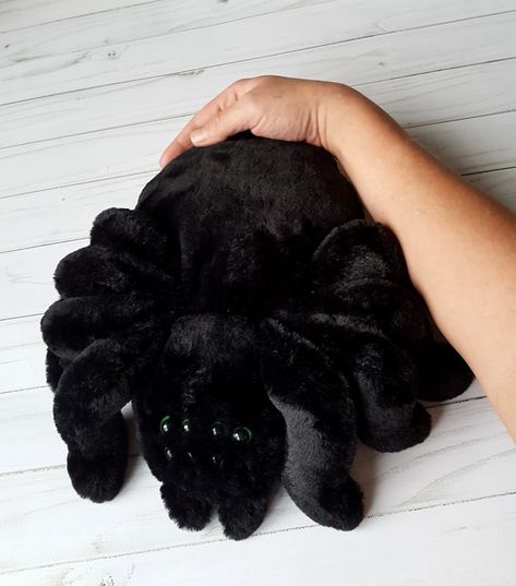 halloween spider black widow spider Big plush spider Huge spider Great toy spider Cute tarantula Black toy spider Stuffed animal toy Cute Spider Plush, Gothic Plushies, Cute Tarantula, Spider Stuffed Animal, Spider Plushie, Goth Pillow, Spider Black Widow, Halloween Plushies, Spider Cute