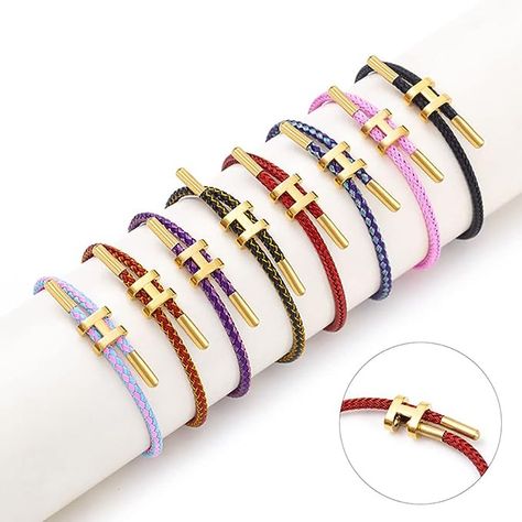 Stylish Alphabets, Red Rope, Titanium Bracelet, Burgundy And Gold, Woven Bracelets, Unisex Accessories, Letter Charms, Wire Bracelet, Cord Bracelets