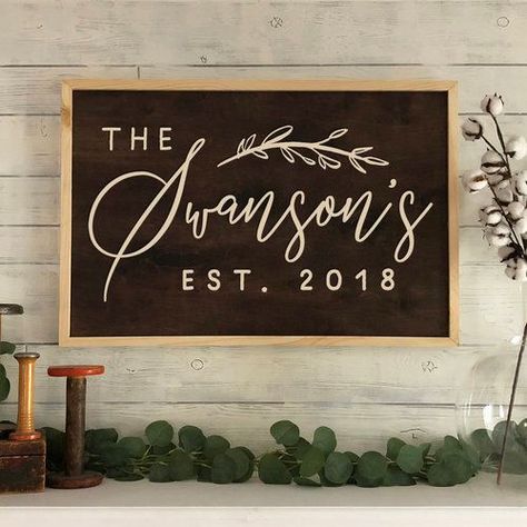 personalized farmhouse sign Modern Farmhouse Wall Decor, Blessed Sign, Rustic Home Interiors, Established Sign, Chalkboard Wall, Family Sign, Family Name Signs, 3d Laser, Nursery Signs