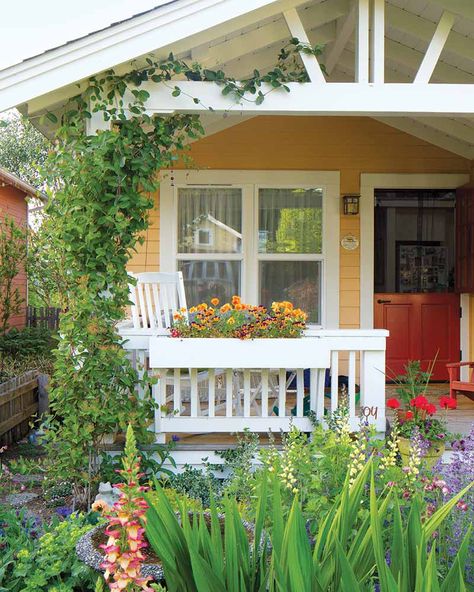 Coastal Cottage Curb Appeal, The Cottage Journal, English Cottage Front Porch, Cottage Front Porch Ideas, Cottage Pergola, Bungalow Curb Appeal, Cottage Curb Appeal, Cottages Exterior, Porch Cottage