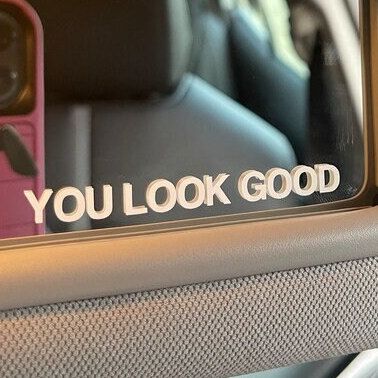 Car Mirror Decal, You Look Good Car Mirror Sticker, Rear View Mirror Decal, Car Decal Sticker, Car Decal Cute - Etsy Interior Car Aesthetic, Aesthetic Car Decor, Car Mirror Sticker, Car Sticker Ideas, Car Mirror Decals, Girly Car Accessories, Inside Car, Car Deco, Cool Car Accessories