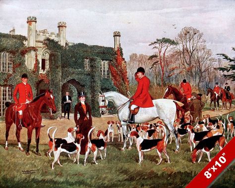 FOX HUNT MEET At The Abbey Horse Equestrian Hunting Art Painting Canvas Print - $14.99. High Resolution Art Print On Real Fox Hunt Painting, Fox Hunting Painting, Fox Hunting Attire, Jumping Fox, Hunting Painting, Christmas Tartan, Hunting Art, Fox Hunt, Hunt Scene