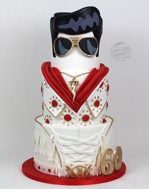 Elvis Cakes Ideas, Elvis Wedding Cake, Elvis Themed Cake, Elvis Cake Ideas Birthdays, Elvis Presley Birthday, Elvis Presley Themed Birthday Party, Elvis Presley Cake Design, Elvis Themed Birthday Cake, Elvis Themed Party Food