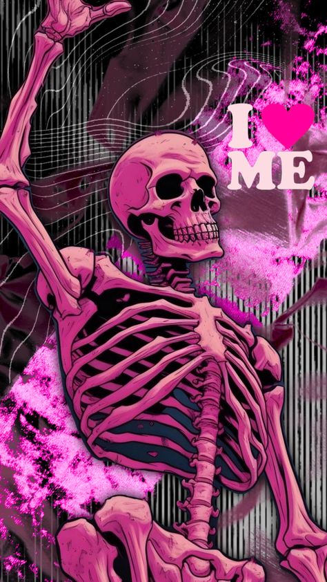 #pink #pinkaesthetic #skeleton #heart #vibes #background #wallpaper #design #aesthetic #blackandwhite #art #artist #pinterest #shuffles #cute #cool #coolthings #photo #collage #artcollage #collageart Cute Skeleton Wallpaper Aesthetic, Halloween Lock Screen, Vibes Background, Skeletons Wallpaper Aesthetic, Heart Vibes, Pink Skeleton, Skeleton Heart, Cute Skeleton, Skeleton Art