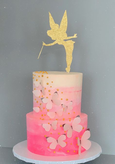 Fairy Princess Birthday Cake, Fairy Tea Party Birthday Cake, Fairy Butterfly Cake, Fairy Theme Cake, Pink Fairy Cake, Two Tier Butterfly Cake, Fairy Cakes For Girls Birthday, Pink Fairy Birthday Cake, Fairy Themed Cake