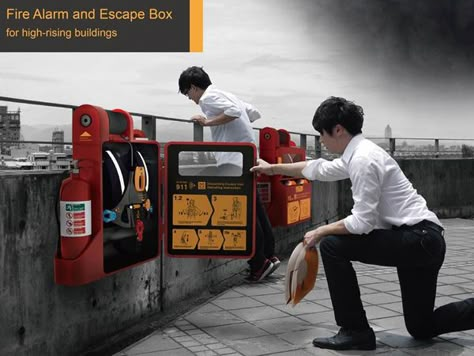 Escape Box, Rescue Equipment, Safety Box, Fire Extinguishers, High Rise Building, Design Innovation, Fire Safety, Futuristic Technology, Cool Tech