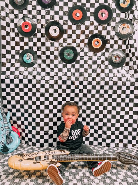 Old School 1st Birthday Party, World Tour Birthday Theme, Rocking First Birthday, Punk Rock 1st Birthday, First Birthday Concert Theme, First Tour Birthday, Metallica One Birthday, Rocking One Birthday Theme, Music Themed One Year Old Birthday