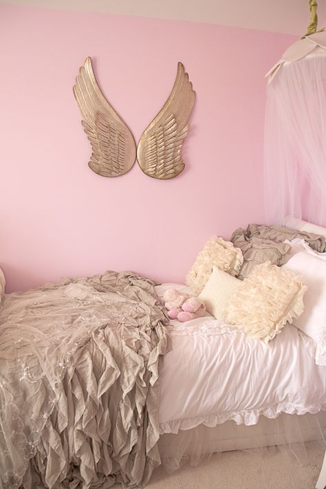 Cameras and Chaos: i have some very talented friends {part 1}.... Wings On Wall, Gold Bedroom, Pink Bedrooms, Shabby Chic Bedroom, Shabby Chic Bedrooms, Big Girl Rooms, Pink Bedroom, Chic Bedroom