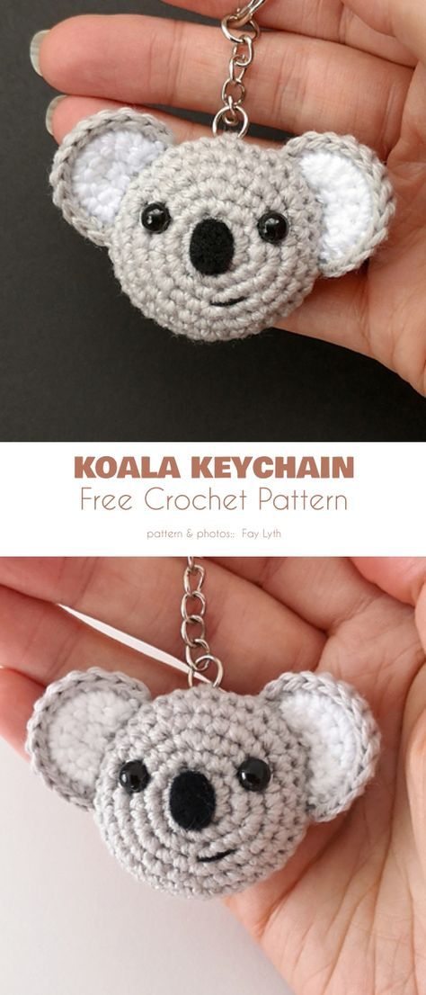 Adorable Keychain Free Crochet Patterns | Your Crochet Koala Keychain, Crochet Free Patterns, Crochet Keychain Pattern, Pola Amigurumi, Crochet Free, Crochet Keychain, Crochet Stitch, Free Crochet Patterns, Koala Bear