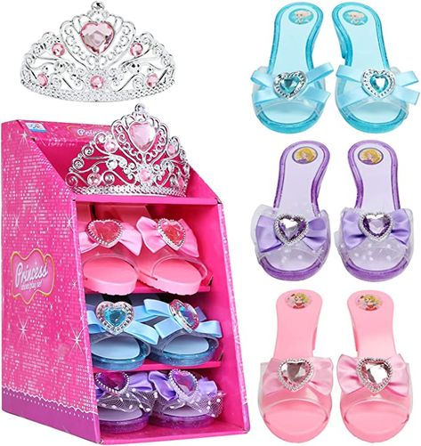 Princess Heels, Toddler Dress Up, Dress Up Shoes, Play Shoes, Princess Dress Up, Crayon Box, Princess Tiara, Plastic Shoes, Girls Dress Up