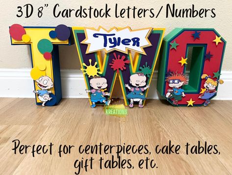 Rugrats Birthday Party, Birthday Party Items, Party Favor Boxes, 3d Letters, Gift Table, Birthday Decor, Cake Table, Decorations Ideas, Birthday Party Ideas