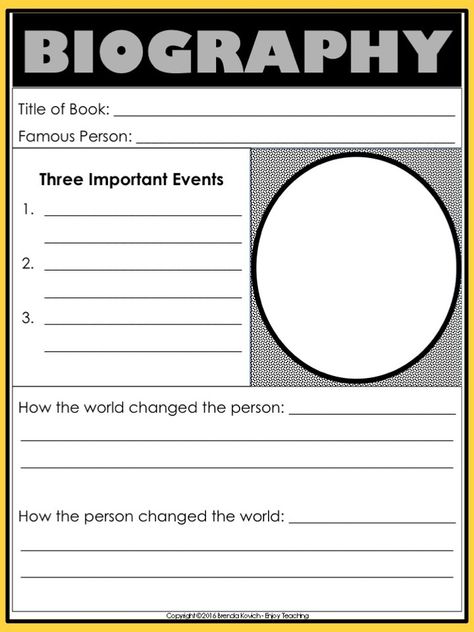 Teaching Biography with Reading Activities for Kids - Enjoy Teaching with Brenda Kovich Biography Lesson, Reading Activities For Kids, Biography Graphic Organizer, Biography Template, Genre Study, Cool Projects, Social Studies Notebook, American History Lessons, Higher Order Thinking Skills