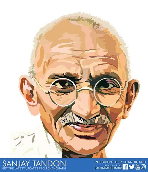 Heartiest greetings on #GandhiJayanti . May his teachings continue to guide our Nation towards a path of truth non-violence humility commitment and hard work. Our contributions towards Clean India shall be our real tribute to Bapu. #SwachhBharatDiwas Shastri Jayanti, Gandhi Photos, Mahatma Gandhi Photos, Clean India, Gandhi Ji, Watercolor Art Face, Wpap Art, Abstract Art Images, Gandhi Quotes