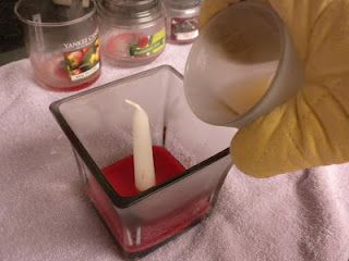 repurpose your old candles into a fresh new one with this easy DIY project, I like that you don't have to mess with a wick. Layered Candles Diy, Leftover Candle, Candle Repurpose, Layered Candles, Purple Clover, Candles Diy, Monthly Crafts, Old Candles, Eco Friendly Home