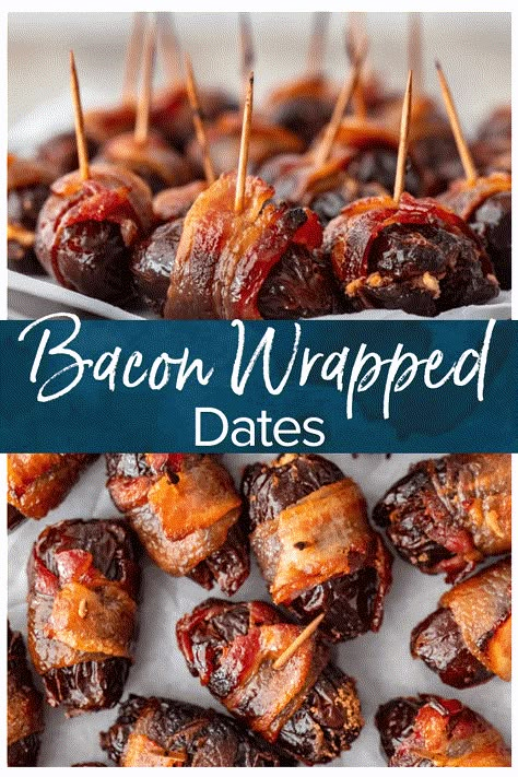 Bacon Wrapped Dates Recipe, Dates With Goat Cheese, Nye Appetizers, Bacon Wrapped Recipes, Bacon Dates, Wrapped Dates, Bacon Wrapped Dates, Bacon Appetizers, Easy Bacon