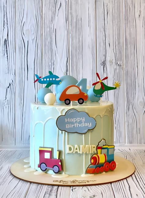 Car Cake For 2nd Birthday, Transport Cake 2nd Birthday, Transportation Birthday Cake Simple, Vehicle Cake 2nd Birthday, Vehicle Birthday Cake, Transportation Birthday Cake, Vehicles Cake, Birthday Cake For Papa, Birthday Cake For Son