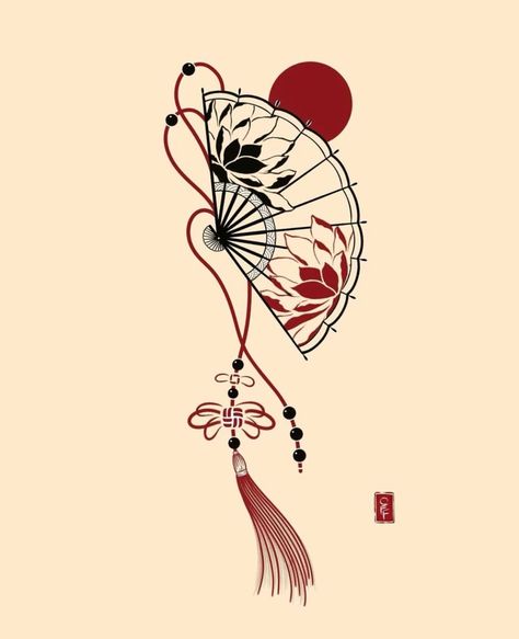 Pagoda Back Tattoo, Envelope Tattoo, Small Japanese Tattoo, Japanese Hand Tattoos, Stencil Outline, Fan Tattoo, Fan Drawing, Japan Tattoo Design, Chinese Tattoo