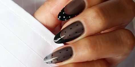 15 Sheer Black Nail Ideas That Make a Sultry, Sophisticated Statement Black Sheer Nail Designs, Glass Black Nails, Sheer Black Nails Design, Black Sheer Nails, Black Nail Ideas, Sheer Nails, Black Manicure, Nail Place, Black Nail Polish