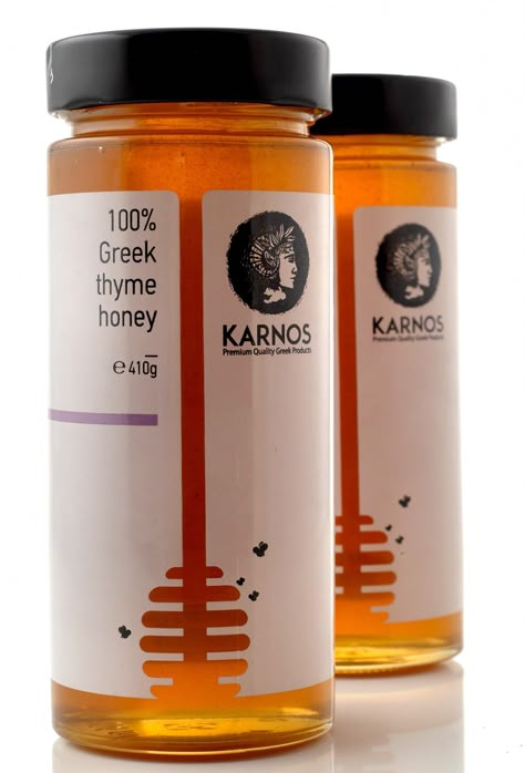 Karnos Honey on Packaging of the World - Creative Package Design Gallery Honey Label Design, Honey Jar Labels, Honey Label, Honey Brand, Honey Bottles, Honey Packaging, Creative Package Design, Jar Packaging, Bottle Design Packaging