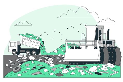 Free vector garbage management concept i... | Free Vector #Freepik #freevector #reduce #reuse #illustrations #garbage-truck Garbage Truck Illustration, Landfill Illustration, Architecture Rendering Photoshop, Water Illustration, Trash Art, Concept Illustration, Year 5, Architecture Rendering, Garbage Truck