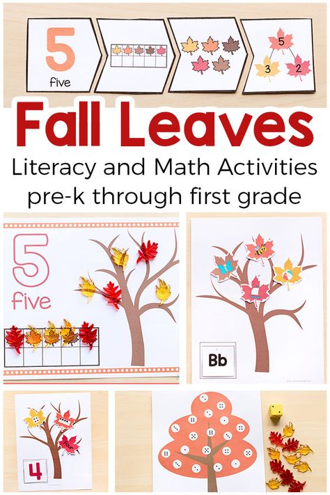 Toddler Activities Fall, Trees Activities, Leaves Activities, Kindergarten Enrichment, Fall Leaves Activities, Fall Math Centers, Counting Mats, Word Building Activities, Leaves Printable