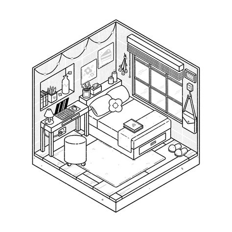 . #Croquis #Pocket_Room_Coloring_Pages #Isometric_Room_Drawing #Childish_Painting Cozy Room Coloring Pages, Pocket Room Coloring Pages, Isometric Room Drawing, Room Coloring Pages, The Beauty Of Anime, Beauty Of Anime, Steampunk Coloring, Isometric Room, Drawing And Colouring